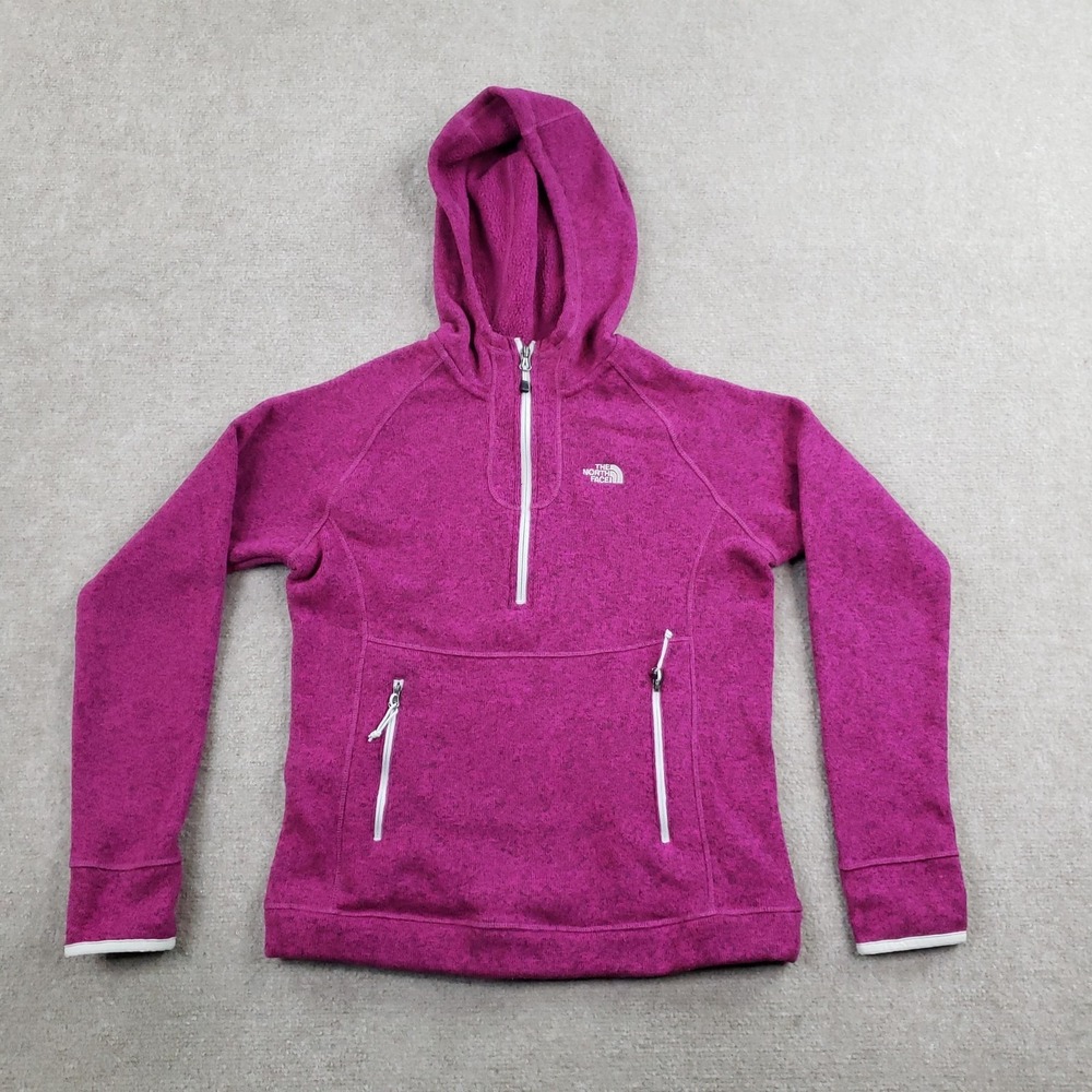 The North Face‎ Hoodie Womens Medium Purple 1/4 Zip Hooded Fleece Pockets Lined